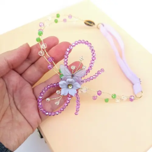 Tiara Bebê Infantil Melina com Cristais Verde e Lilás