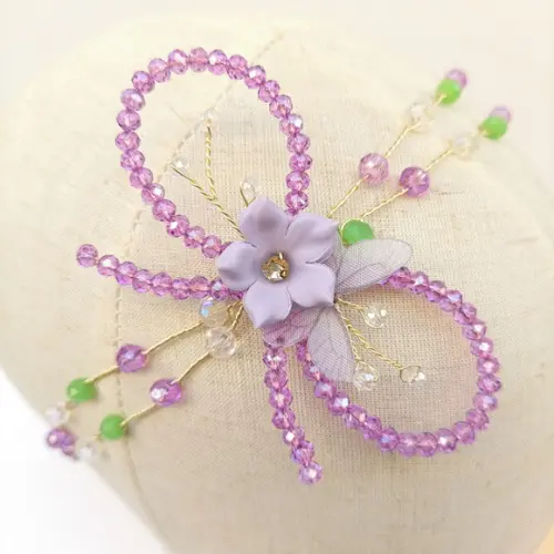 Tiara Bebê Infantil Melina com Cristais Verde e Lilás