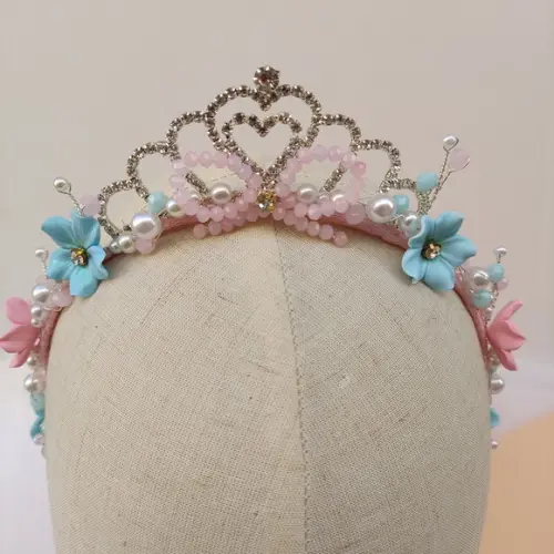 Tiara com Coroa de Strass e Flores