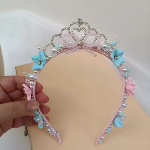 Tiara Coroa com Cristais e Flores