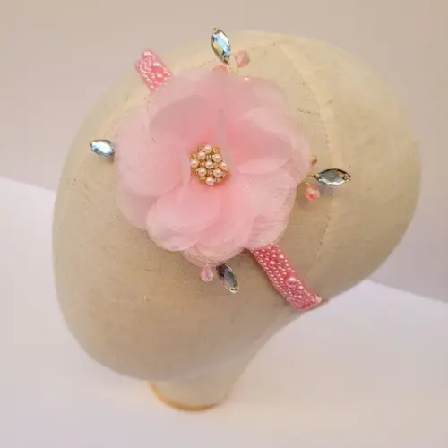 Tiara Faixa de Bebê e Infantil Lívia com Flor de Organza
