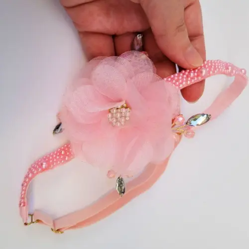 Tiara Faixa de Bebê e Infantil Lívia com Flor de Organza