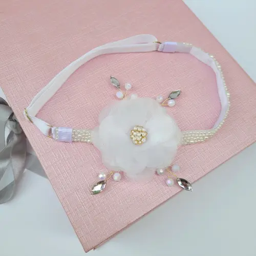 Tiara Faixa de Bebê e Infantil Lívia com Flor de Organza