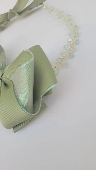 Tiara Infantil Alice Aramada com Laço Verde