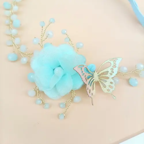 Tiara Infantil Antonella Aramada com Flor de Organza