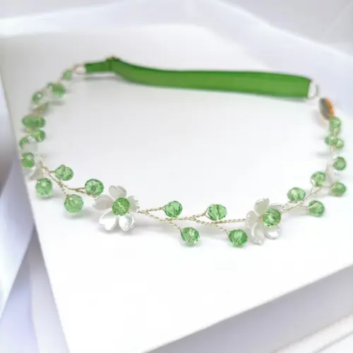 Tiara Infantil Ayla Aramada com Cristais Verde