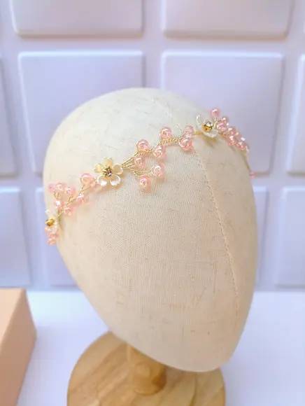 Tiara Infantil Bebê Andreza Cristais Rosa e Flores