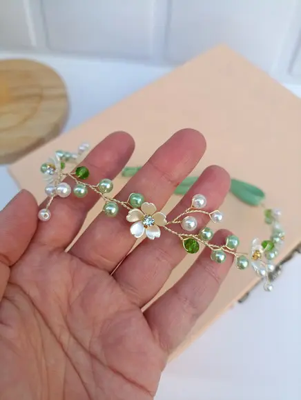 Tiara Infantil Bebê Andreza Florzinhas Peroladas