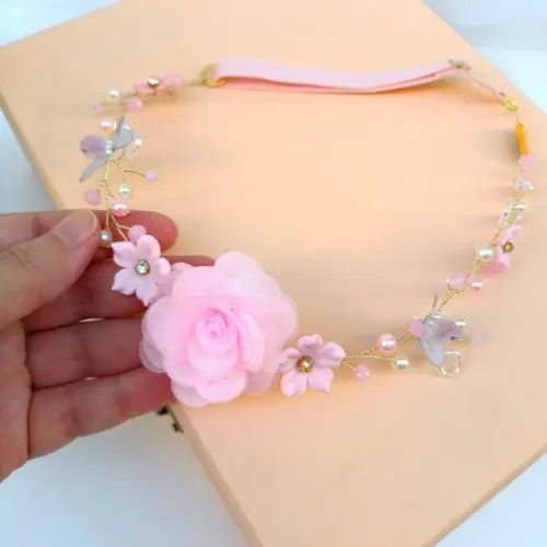 Tiara Infantil Chloe Aramada com Cristais e Flores