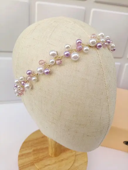 Tiara Infantil Emilly Aramada com Pérolas Lilás