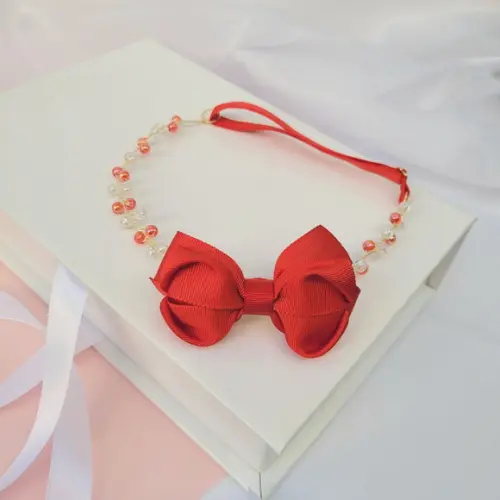 Tiara Infantil Elisa Aramada com Laço Vermelho