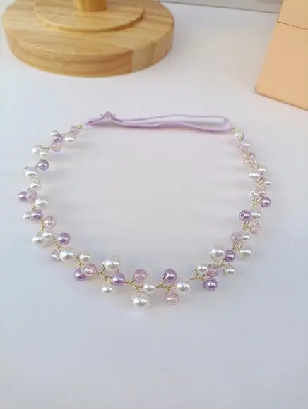 Tiara Infantil Emilly Aramada com Pérolas Lilás