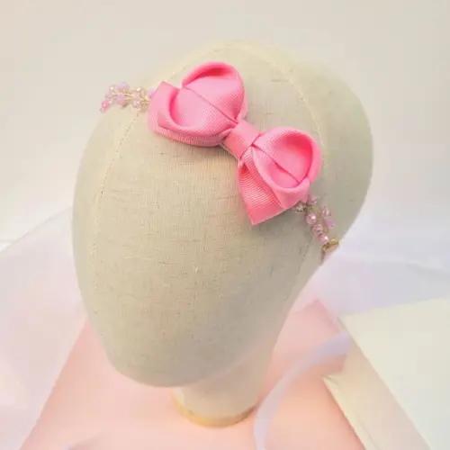 Tiara Infantil Gabrielle Aramada com Laço Rosa