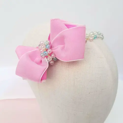 Tiara Infantil Helena Aramada com Laço Rosa