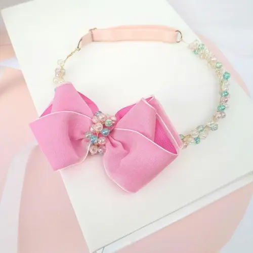 Tiara Infantil Helena Aramada com Laço Rosa