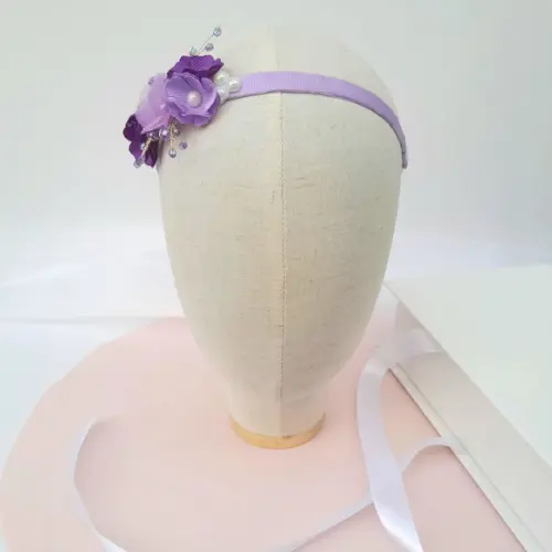 Tiara Infantil Laura com Flores Lilás e Roxo