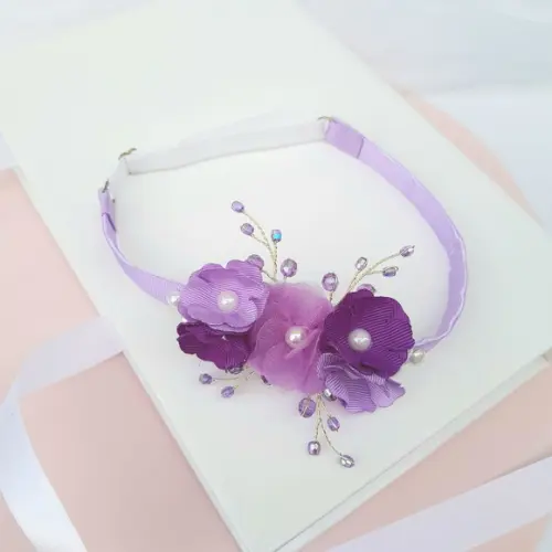 Tiara Infantil Laura com Flores Lilás e Roxo