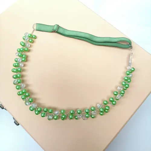 Tiara Infantil Lavínia Aramada Pérolas Verde