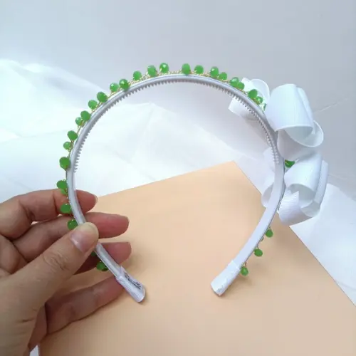 Tiara Infantil Maitê no Arco Cor Verde e Branco