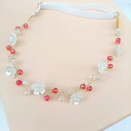 Tiara Infantil Marina Aramada com Pérolas e Flor