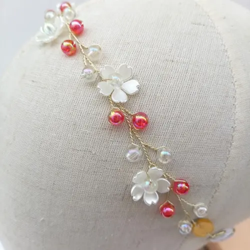 Tiara Infantil Marina Aramada com Pérolas e Flor