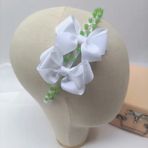 Tiara Infantil Maitê no Arco Cor Verde e Branco
