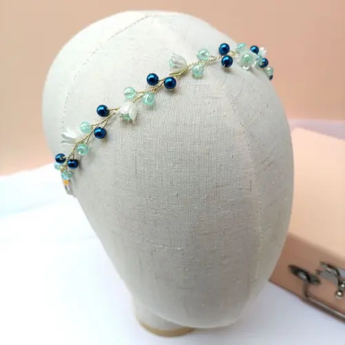 Tiara Infantil Maya Aramada com Pérolas Azul Marinho