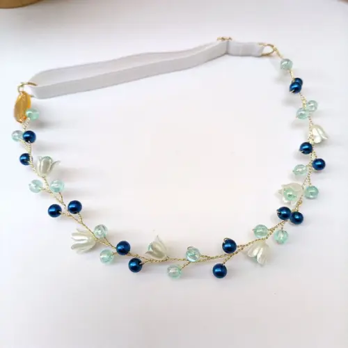 Tiara Infantil Maya Aramada com Pérolas Azul Marinho