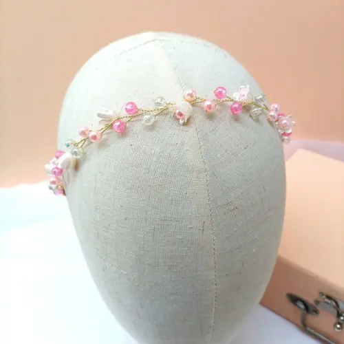 Tiara Infantil Maya Aramada com Pérolas Rosa