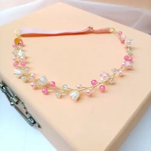 Tiara Infantil Maya Aramada com Pérolas Rosa