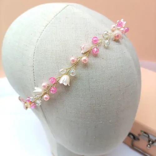 Tiara Infantil Maya Aramada com Pérolas Rosa