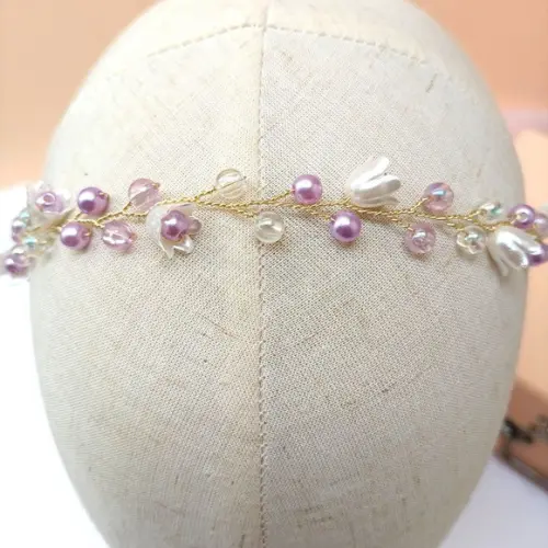 Tiara Infantil Maya Aramada com Pérolas Lilás