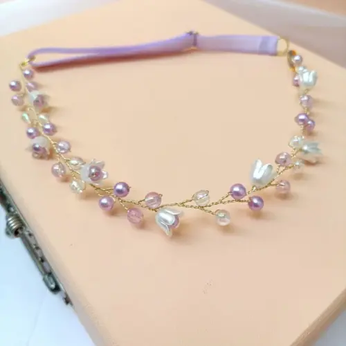 Tiara Infantil Maya Aramada com Pérolas Lilás