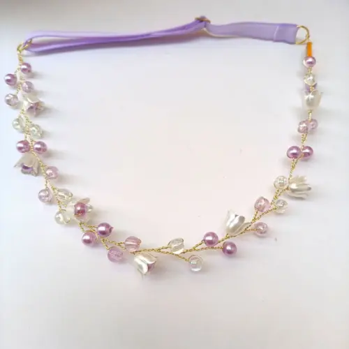 Tiara Infantil Maya Aramada com Pérolas Lilás