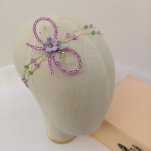 Tiara Infantil Melina com Cristais Verde e Lilás