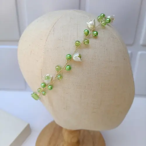 Tiara Infantil Maya Aramada com Pérolas Verde