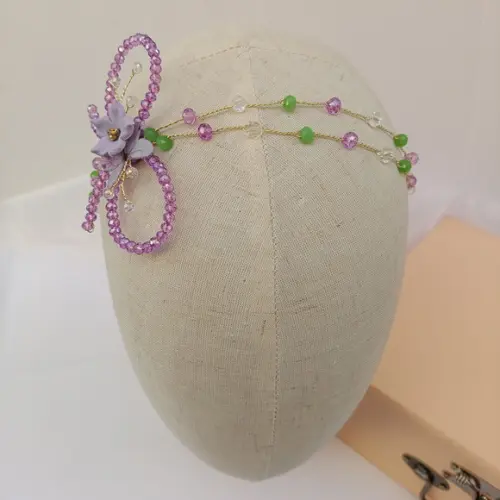 Tiara Infantil Melina com Cristais Verde e Lilás