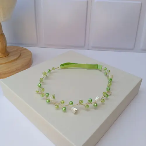 Tiara Infantil Maya Aramada com Pérolas Verde