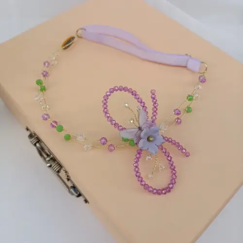 Tiara Infantil Melina com Cristais Verde e Lilás