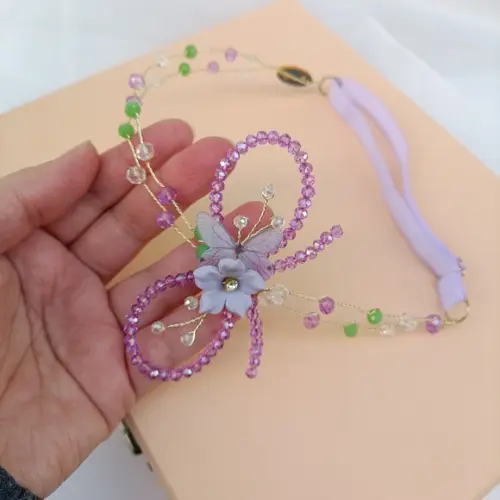 Tiara Infantil Melina com Cristais Verde e Lilás