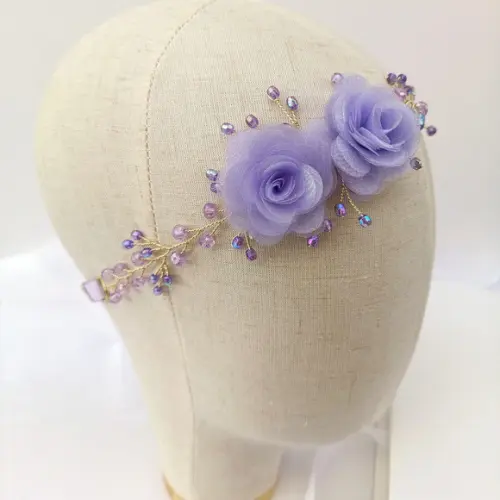 Tiara Infantil Sofia Aramada com Flores Lilás