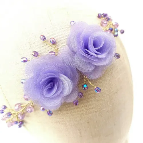 Tiara Infantil Sofia Aramada com Flores Lilás