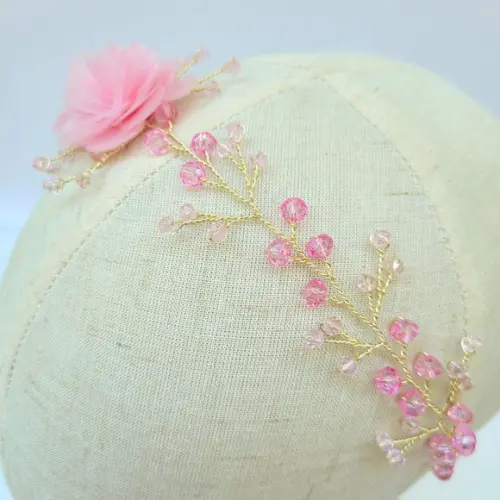 Tiara Infantil Sofia Aramada com Flores Rosa