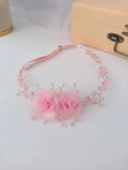 Tiara Infantil Sofia Aramada com Flores Rosa