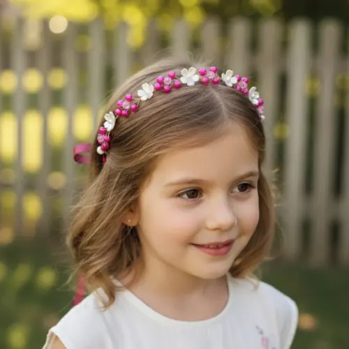 Tiara Infantil Vitoria Fúcsia