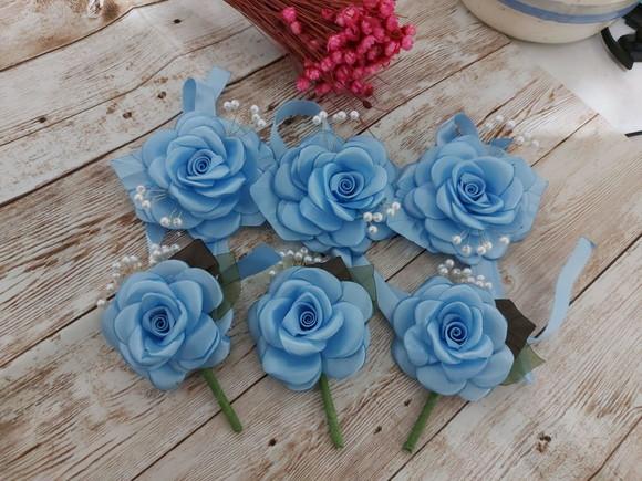 Kit Corsage e Lapela Azul serenity
