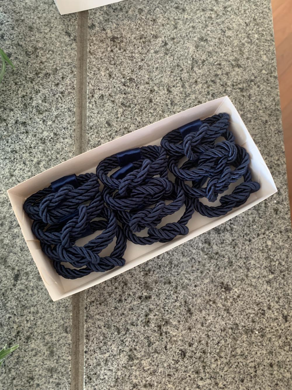 Kit 12 unidades de porta guardanapos nó náutico azul marinho