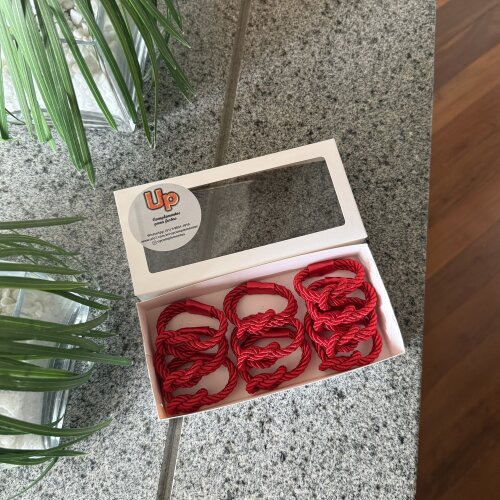 Kit 12 unidades de porta guardanapos nó náutico vermelho