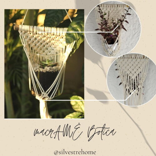 Botica suporte p/ vaso de plantas em arte macrame