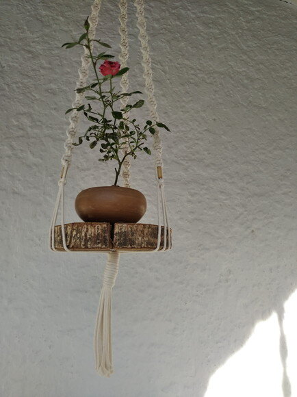 Trancoso Suporte de planta em arte macrame